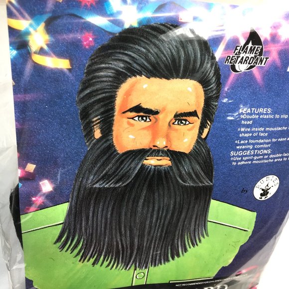 Full Straight Black Beard & Moustache Rubies 2045 NWT - Picture 6 of 9